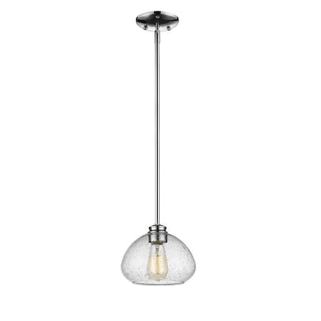 Z-Lite Amon 1 Light Mini Pendant, Chrome And Clear Seedy 722MP-CH